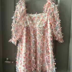 Floral Women’s Boutique Dress in Pink and White